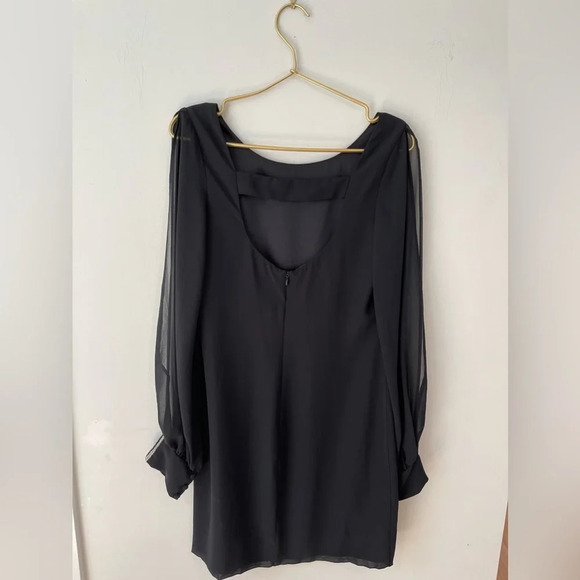 CACHE Black  Long Sleeve Dress Gem embellishment open sleeves - Picture 2 of 8
